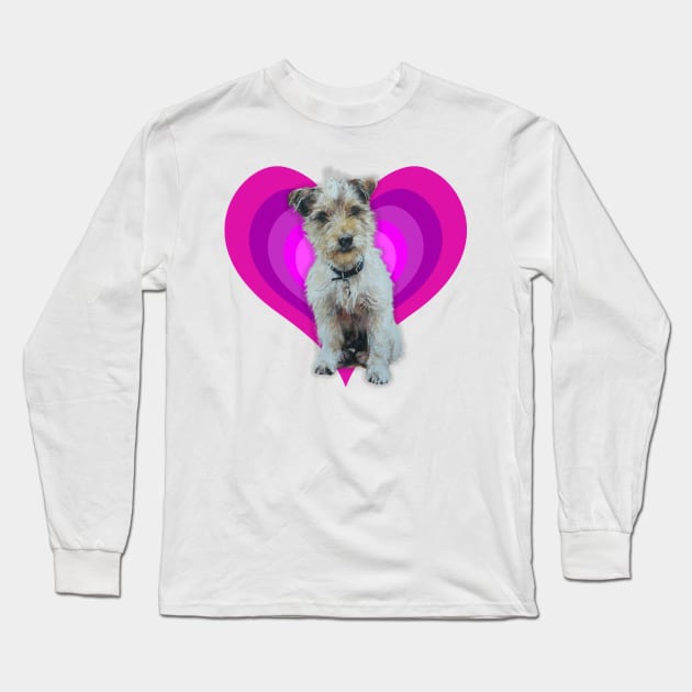 Gorgeous Jack Russell pup on a rainbow heart Long Sleeve T-Shirt by StudioFluffle